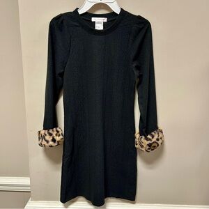 Love Squared Girls Black Dress Sz 10 Faux Fur Cuffs NWT